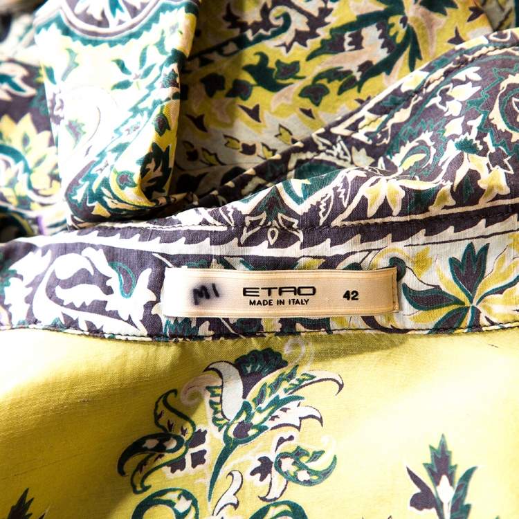 Pre Owned Etro Multicolor Floral Paisley Print Silk Long Sleeve Shirt M