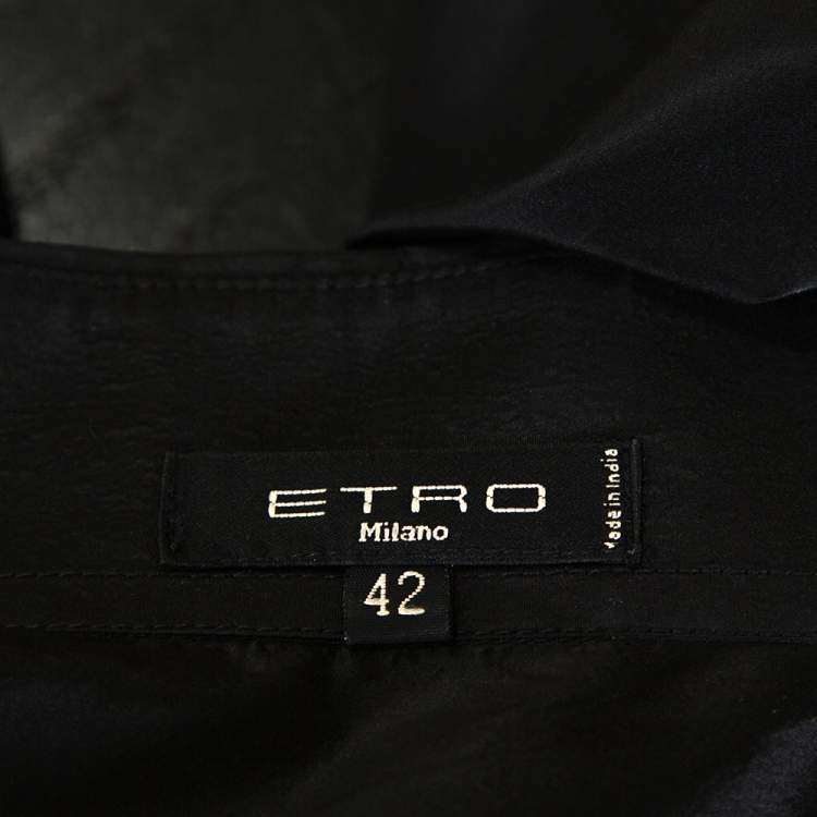 Pre Owned Etro Black Silk Hand Embroidered & Embellished Shirt M