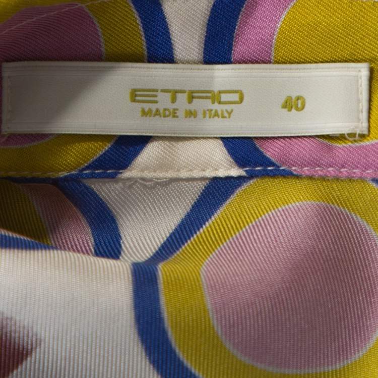 Pre Owned Etro Multicolor Printed Silk Long Sleeve Button Front Shirt S