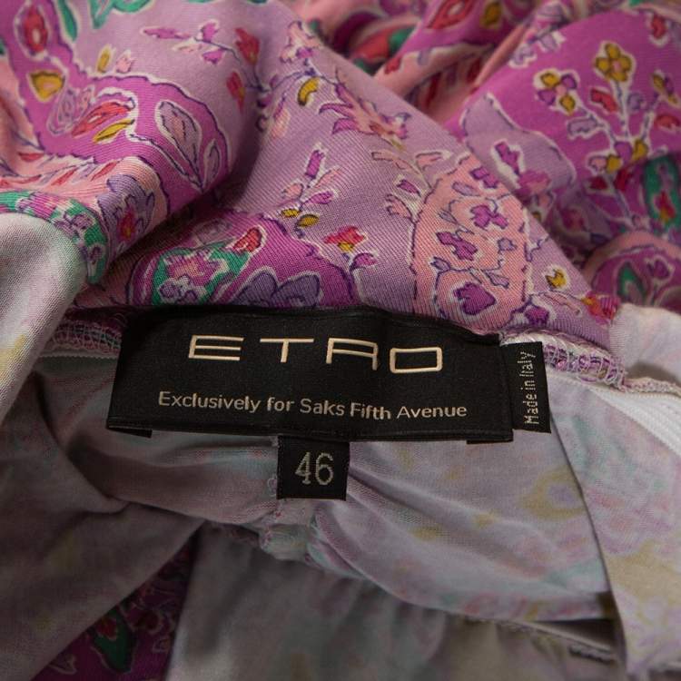 Pre Owned Etro Multicolor Cotton Watercolor Paisley Printed Dress L
