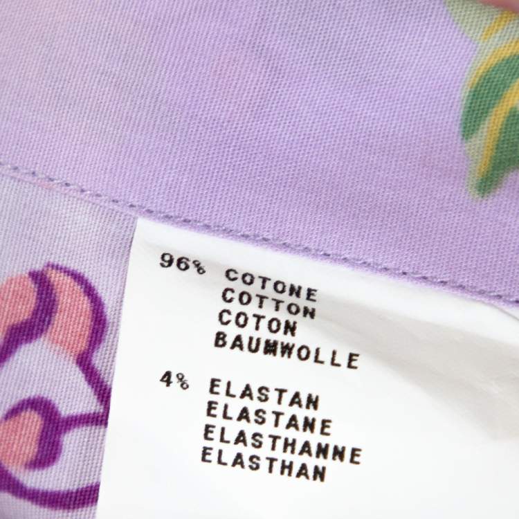 Pre Owned Etro Mauve Floral Printed Cotton Button Front Fitted Shirt L