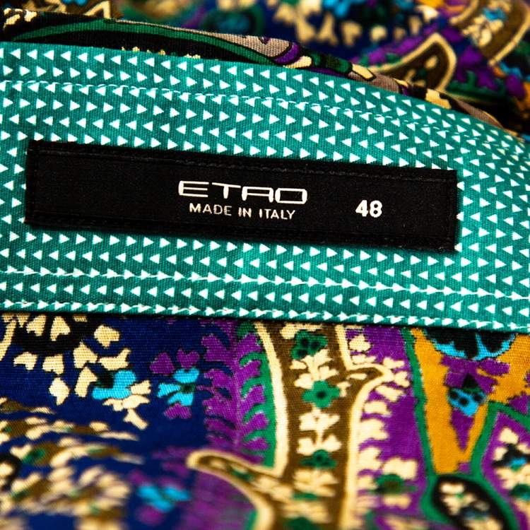 Pre Owned Etro Multicolor Paisley Printed Stretch Cotton Button Front Shirt L