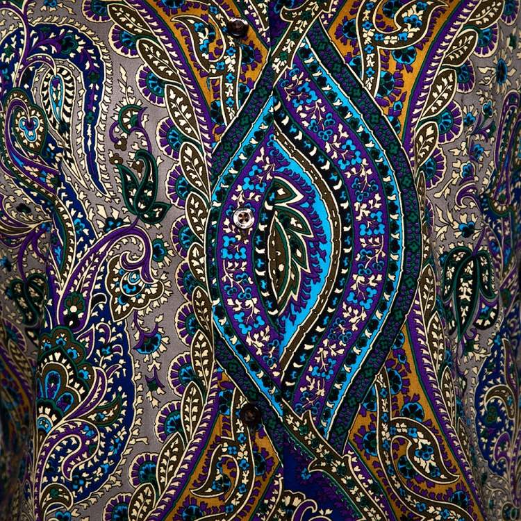 Pre Owned Etro Multicolor Paisley Printed Stretch Cotton Button Front Shirt L