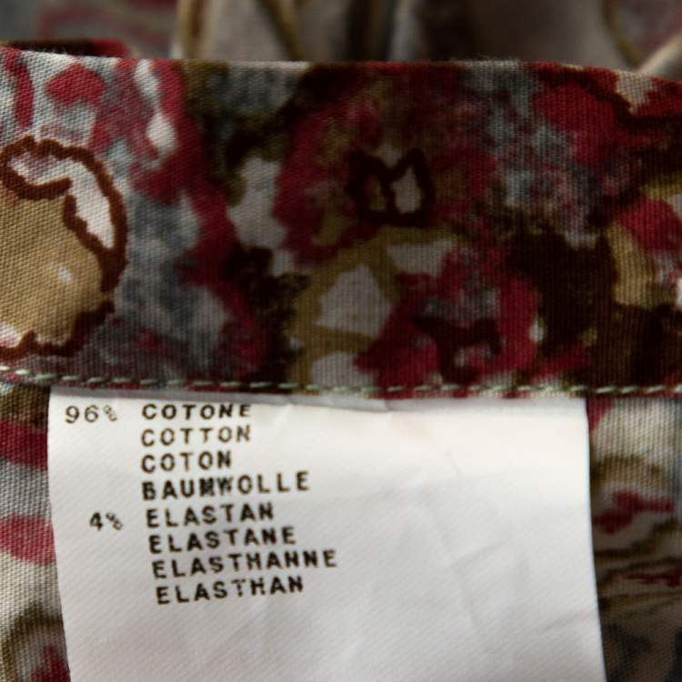 Pre Owned Etro Multicolor Floral Paisley Printed Stretch Cotton Button Front Shirt L 