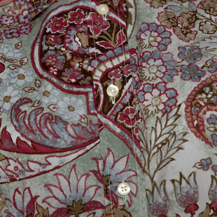 Pre Owned Etro Multicolor Floral Paisley Printed Stretch Cotton Button Front Shirt L 