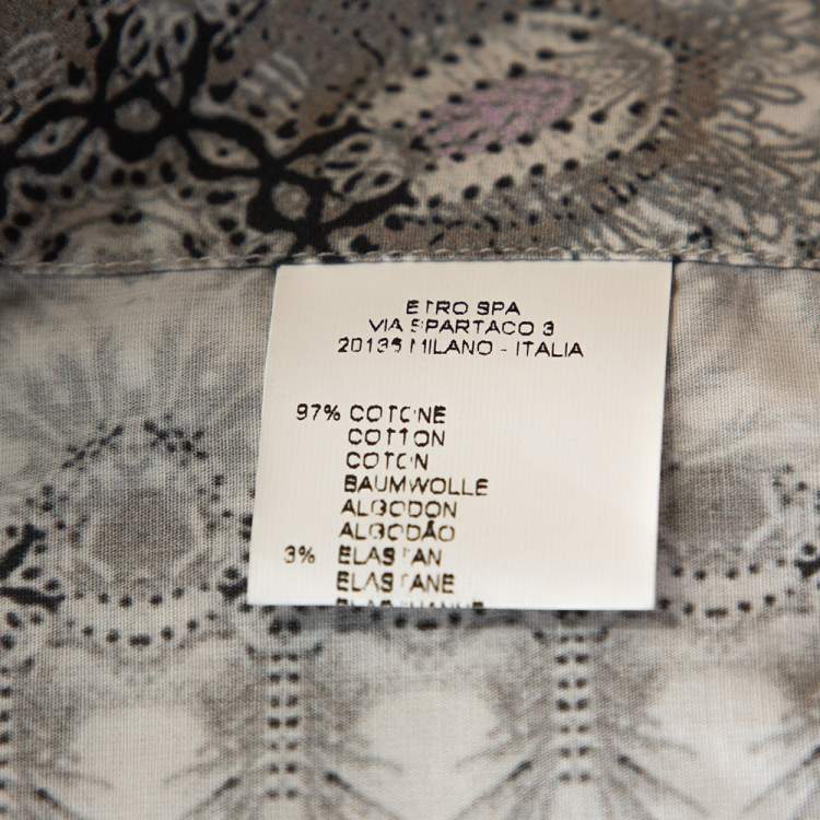 Pre Owned Etro Multicolor Abstract Printed Stretch Cotton Button Front Shirt L 