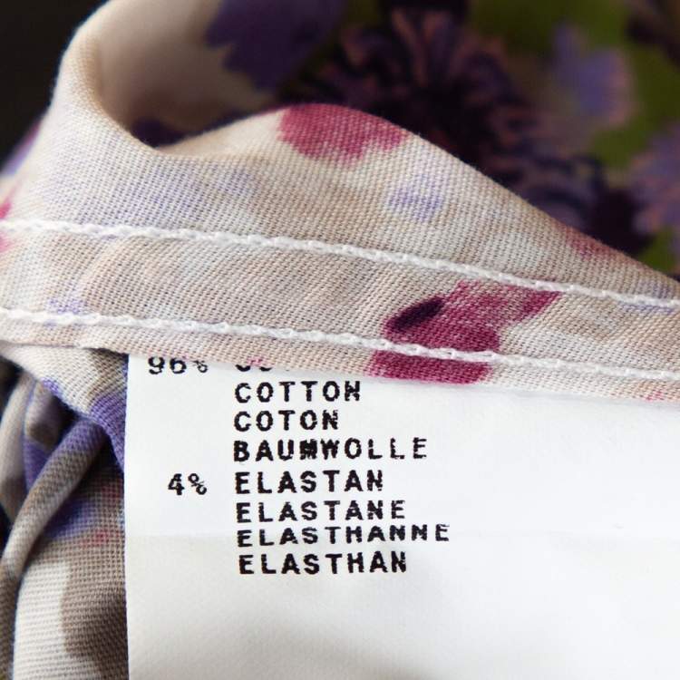 Pre Owned Etro Purple Floral Printed Stretch Cotton Button Front Shirt L