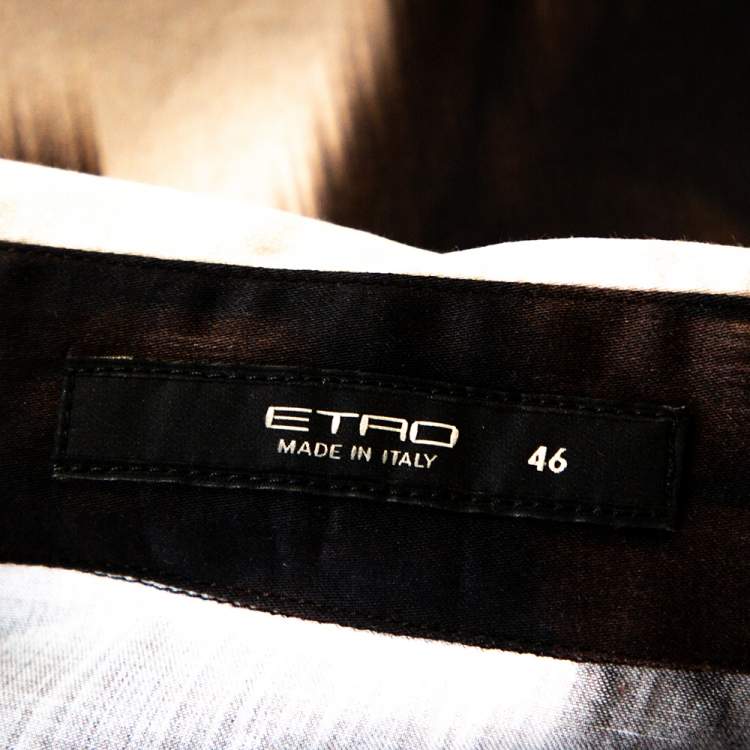 مملوكة مسبقًا Etro Brown Abstract Paisley Print Cotton Long Sleeve Shirt L