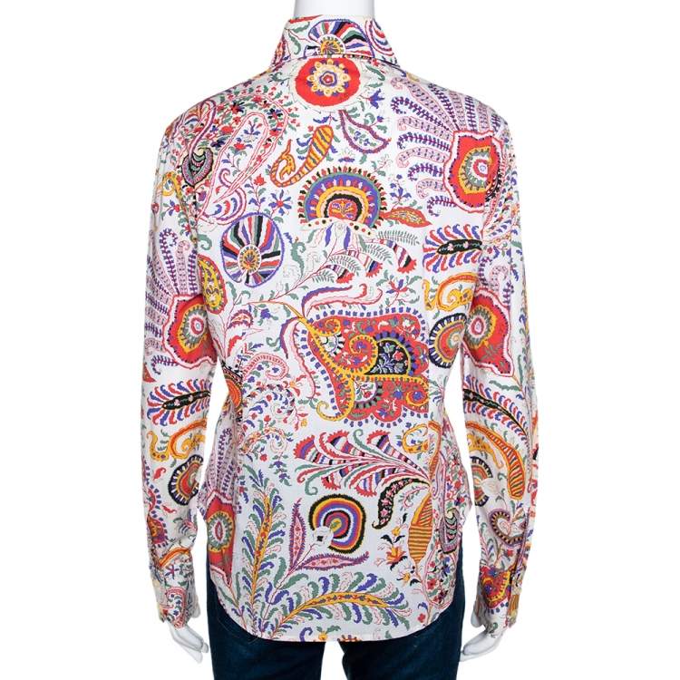 Pre Owned Etro Multicolor Paisley Print Cotton Long Sleeve Shirt L