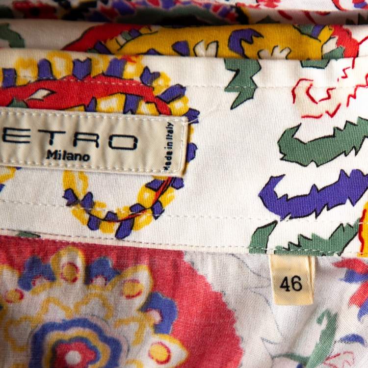 Pre Owned Etro Multicolor Paisley Print Cotton Long Sleeve Shirt L