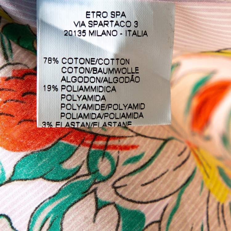 Pre Owned Etro Pale Pink Pinstriped Floral Printed Cotton Button Front Shirt L