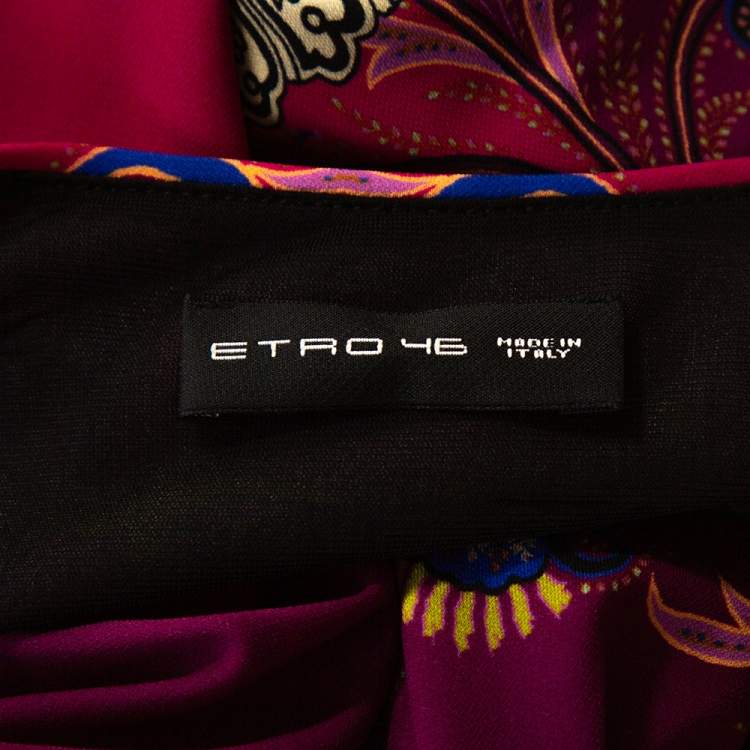 Pre Owned Etro Black & Purple Paisley Print Knit Sleeveless Maxi Dress L