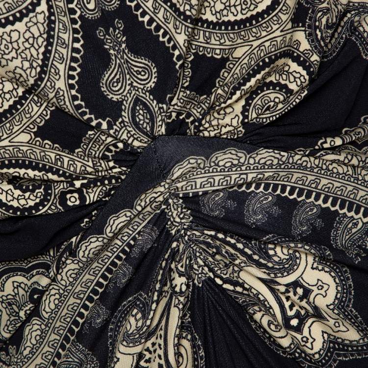 Pre Owned Etro Black & Purple Paisley Print Knit Sleeveless Maxi Dress L