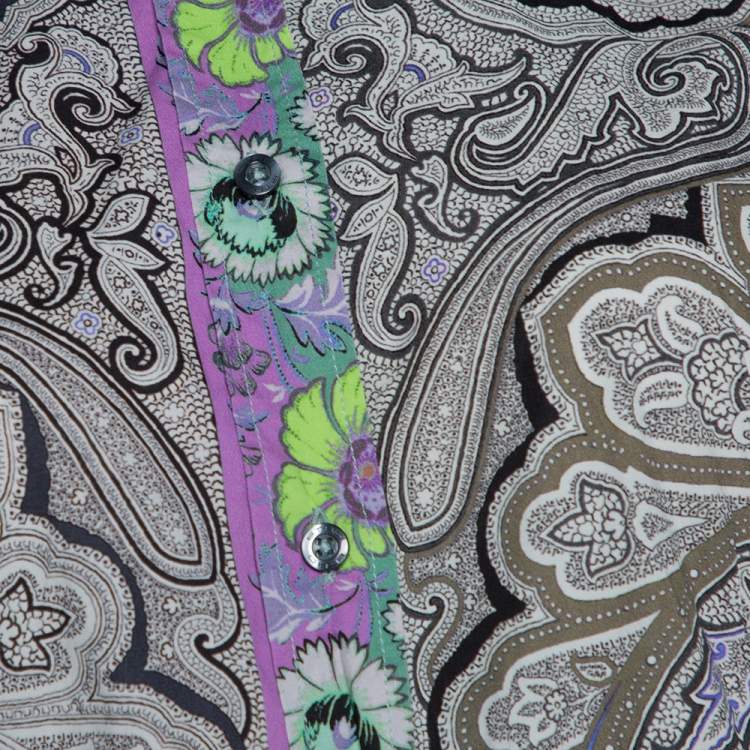 Pre Owned Etro Multicolor Paisley & Floral Print Stretch Cotton Shirt M