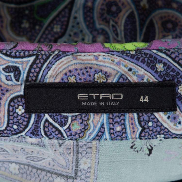 Pre Owned Etro Multicolor Paisley & Floral Print Stretch Cotton Shirt M