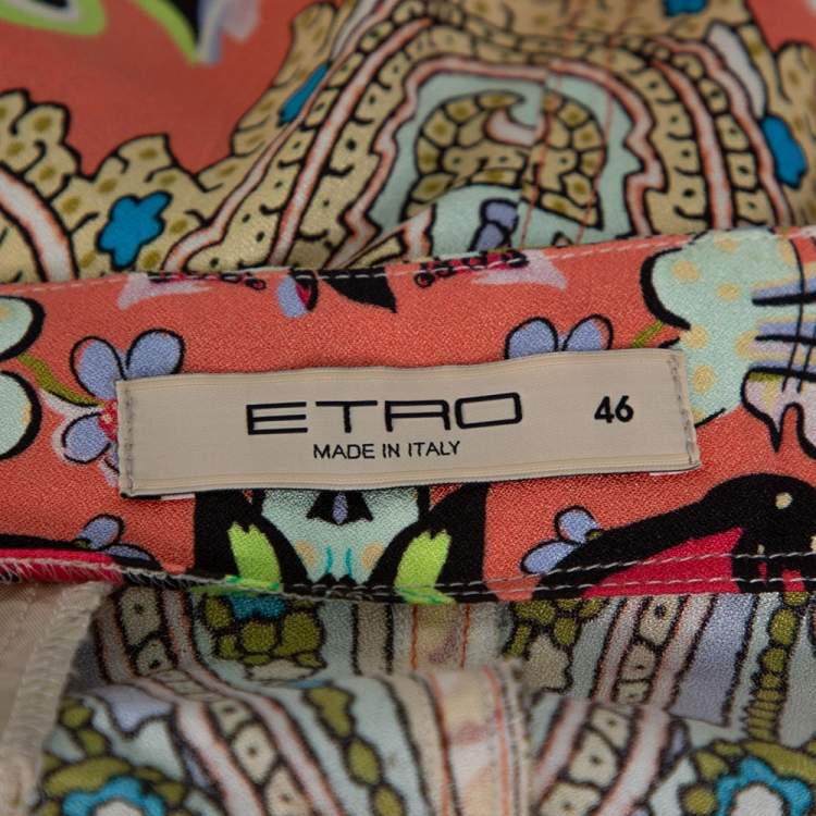 Pre Owned Etro Multicolor Floral Print Silk Crepe Palazzo Pants L