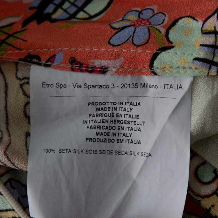 Pre Owned Etro Multicolor Floral Print Silk Crepe Palazzo Pants L