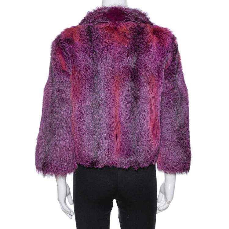 Pre Owned Etro Purple Fox Fur Jacket M