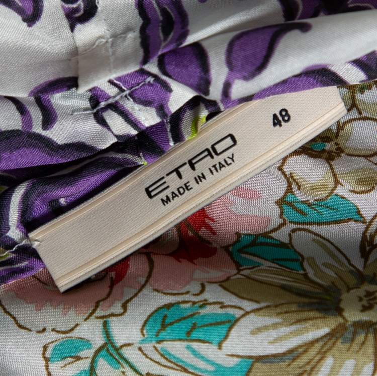 مملوكة مسبقًا Etro Multicolor Floral Print Silk Top L