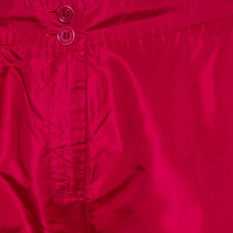 Pre Owned Etro Red Silk Straight Leg Trousers L