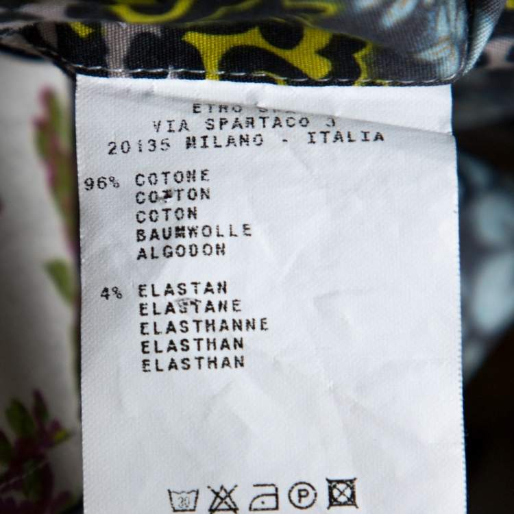 مملوكة مسبقًا Etro Multicolor Floral Print Stretch Cotton Shirt L