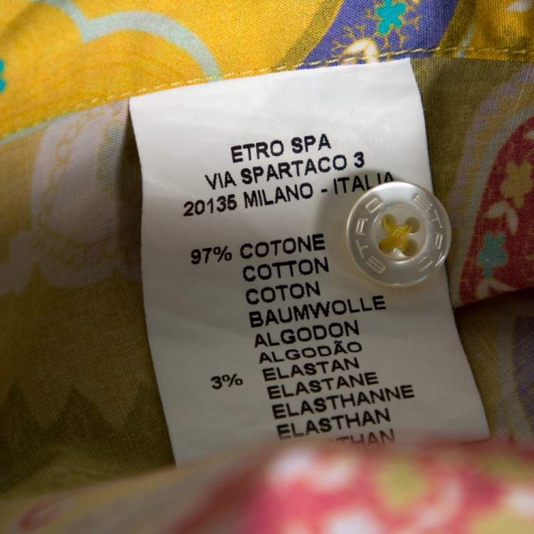 مملوكة مسبقًا Etro Yellow Paisley Print Stretch Cotton Shirt L