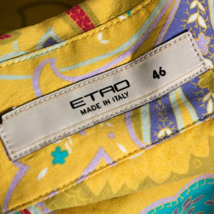 مملوكة مسبقًا Etro Yellow Paisley Print Stretch Cotton Shirt L