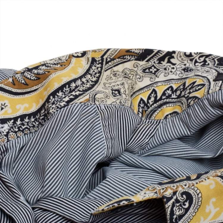مملوكة مسبقًا Etro Black and White Cotton Stripe Body with Paisley Print Shirt L