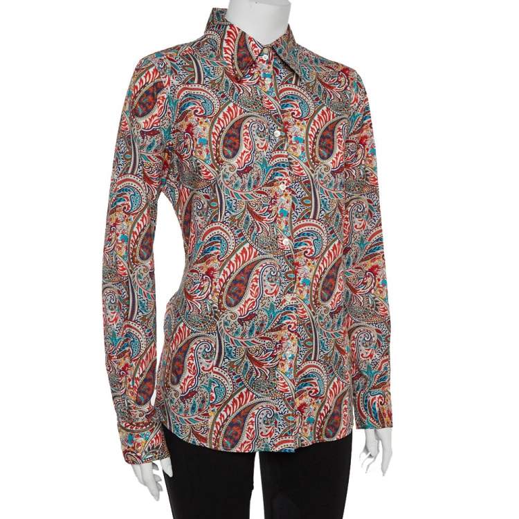 Pre Owned Etro Multicolor Cotton Paisley Print Full Sleeve Shirt L