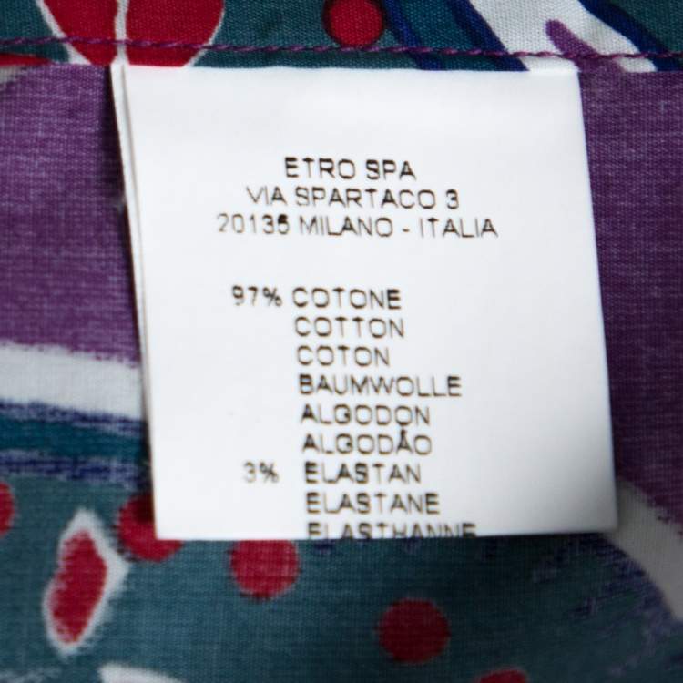 مملوكة مسبقًا Etro Purple Floral Paisley Print Stretch Cotton Shirt S