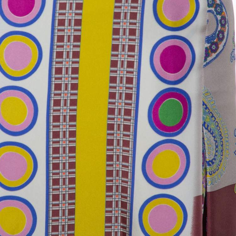 Pre Owned Etro Multicolor Floral Print Silk Pleated Skirt M
