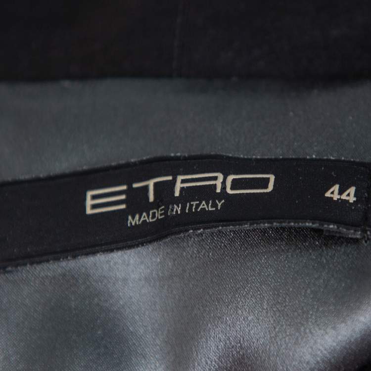 Pre Owned Etro Black Satin Paisley Print Open Front Kimono Jacket M