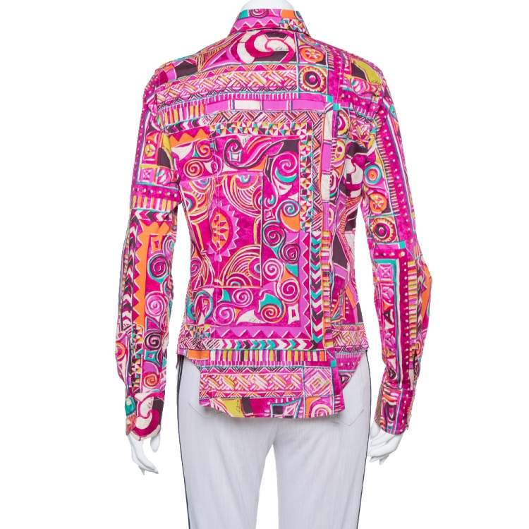 مملوكة مسبقًا Etro Multicolor Abstract Tribal Printed Cotton Button Front Shirt L