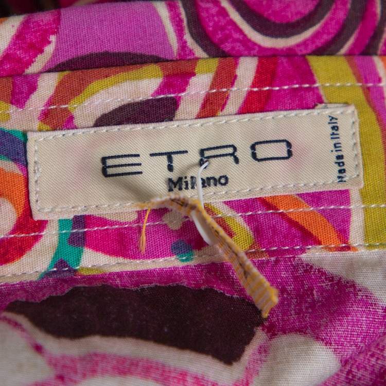 مملوكة مسبقًا Etro Multicolor Abstract Tribal Printed Cotton Button Front Shirt L