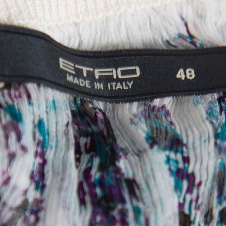 Pre Owned Etro Multicolor Paisley Printed Silk Knit Top L
