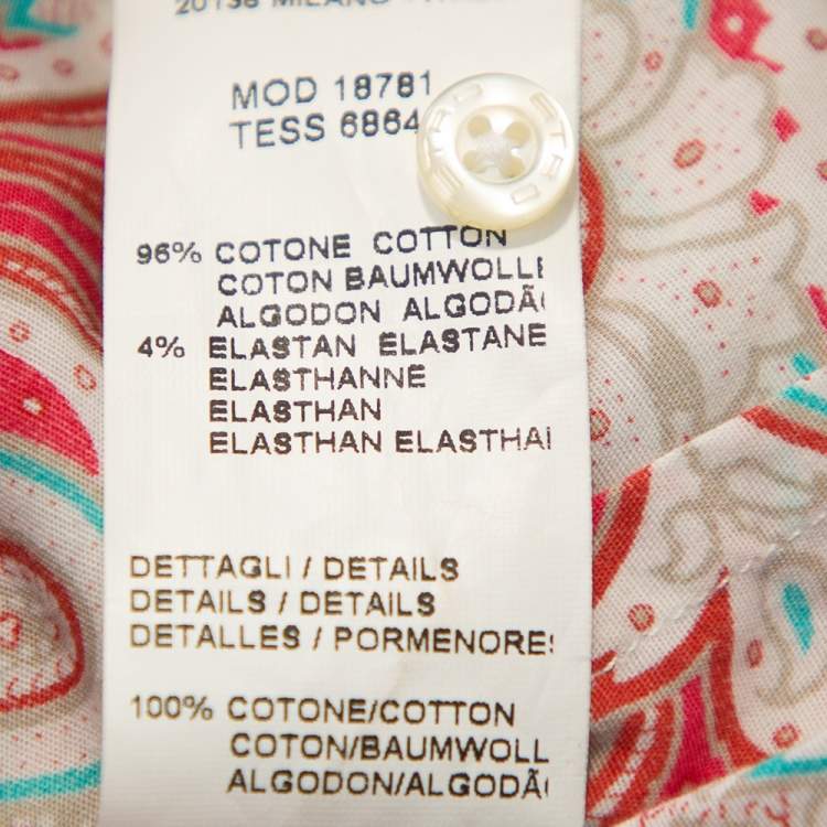 Pre Owned Etro Red Paisley Printed Stretch Cotton Button Front Shirt S