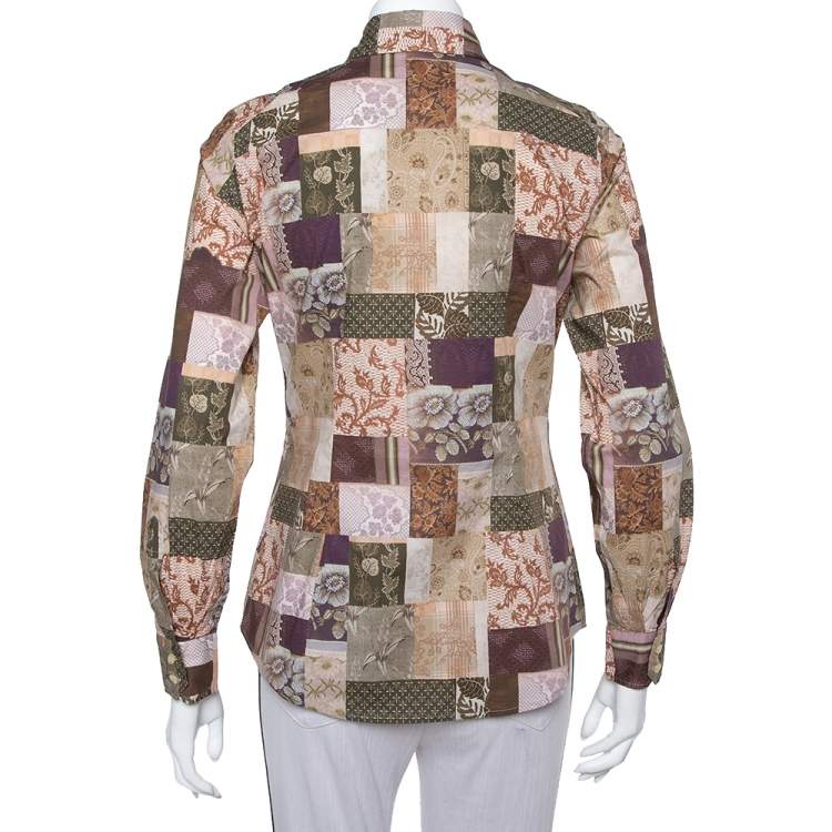 Pre Owned Etro Multicolor Paisley Printed Stretch Cotton Button front Shirt M
