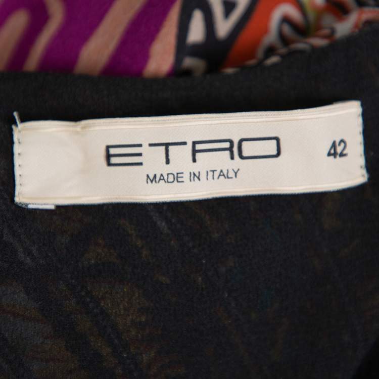 Pre Owned Etro Multicolor Silk Chiffon Wrap Detail Flared Maxi Dress M