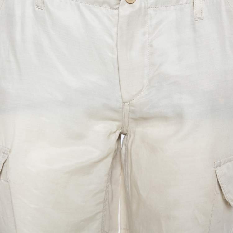 Pre Owned Etro Beige Cupro Cargo Trousers M