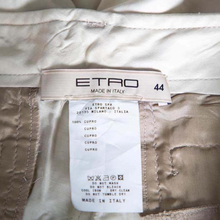 Pre Owned Etro Beige Cupro Cargo Trousers M