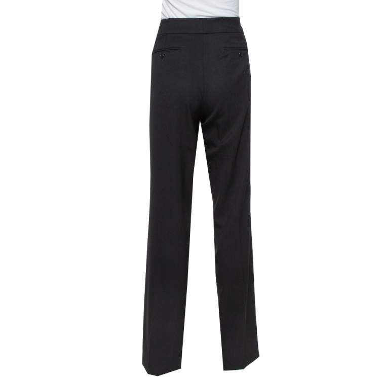 Pre Owned Etro Black Wool Embellished Waist Detail Trousers L