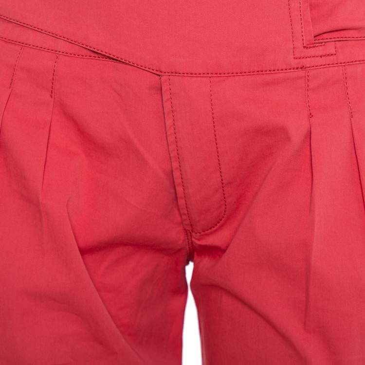 Pre Owned Etro Pink Cotton Belted Waist Detail Flared Trousers M