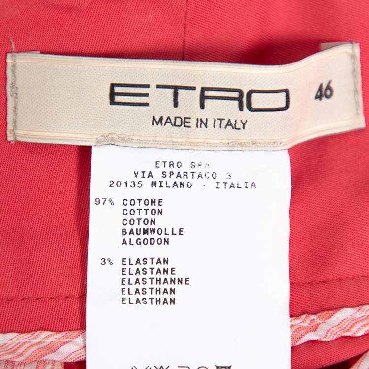 Pre Owned Etro Pink Cotton Belted Waist Detail Flared Trousers L