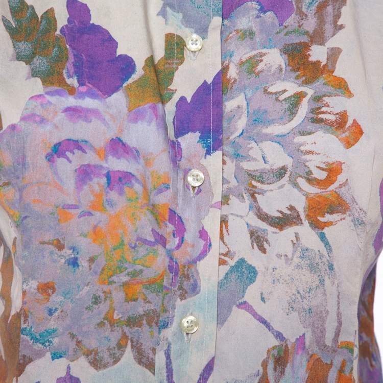 Pre Owned Etro Multicolor Abstract Floral Printed Cotton Button Front Fitted Shirt M