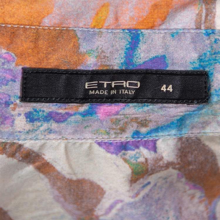 Pre Owned Etro Multicolor Abstract Floral Printed Cotton Button Front Fitted Shirt M