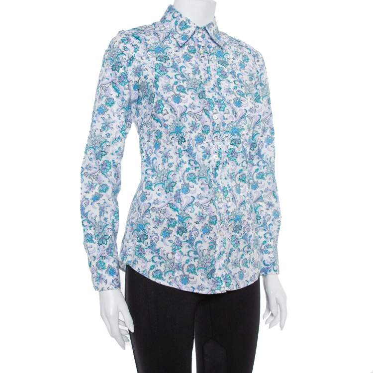Pre Owned Etro Multicolor Floral Printed Cotton Button Front Shirt S