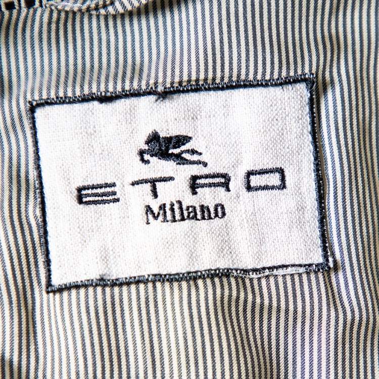 Pre Owned Etro Multicolor Abstract Printed Synthetic & Cotton Button Front Blazer M