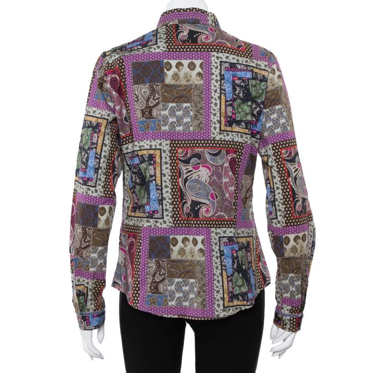 Pre Owned Etro Multicolor Paisley Printed Button Front Fitted Shirt L