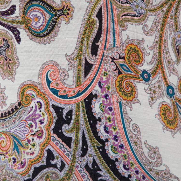 Pre Owned Etro Multicolor paisley Printed Knit Long Sleeve Top S