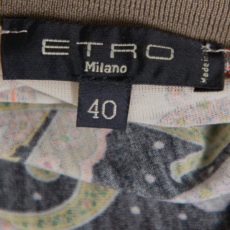 Pre Owned Etro Multicolor paisley Printed Knit Long Sleeve Top S